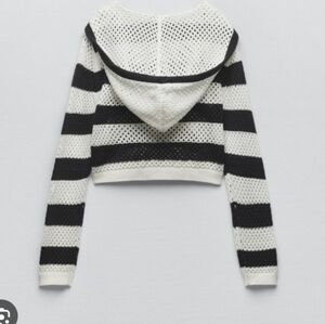 Zara Knit Cropped Top With Hoodie
